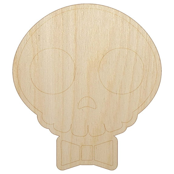 Dapper Skull with Bowtie Wood Shape Unfinished Piece Cutout Craft DIY Projects - 6.25 Inch Size - 1/4 Inch Thick