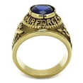 thumbnail image 3 of Men's Gold IP Stainless Steel Wide Band Air Force Sapphire CZ Ring - Size 12, 3 of 6