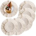 thumbnail image 1 of Posavasos de algodón trenzado para taza de café y cerveza, posavasos con borlas, decoración de mesa bohemia para Bar y restaurante, 6 uds. Rojo Verde, 1 of 5