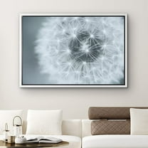 PixonSign Framed Canvas Print Wall Art Large Dandelion Close-Up Botanical Wilderness Photography Realism Contemporary Relax/Calm Cool Blue and White for Living Room, Bedroom, Office - 24"x36" White