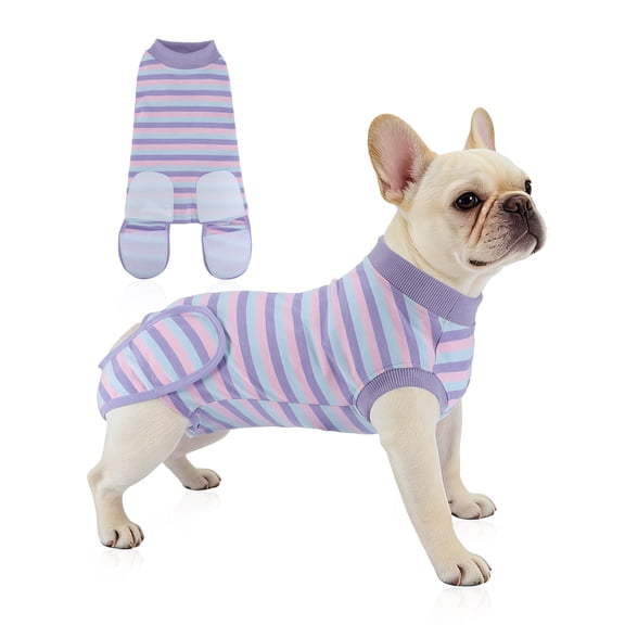 Unique Bargains Recovery Suit for Dogs Soft and Comfortable Dog Onesie Post-Surgery Protection Small Purple