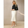 thumbnail image 3 of DARING DIVA Women Fishtail High Waist Belted Work Midi Mermaid Skirts XL White, 3 of 7