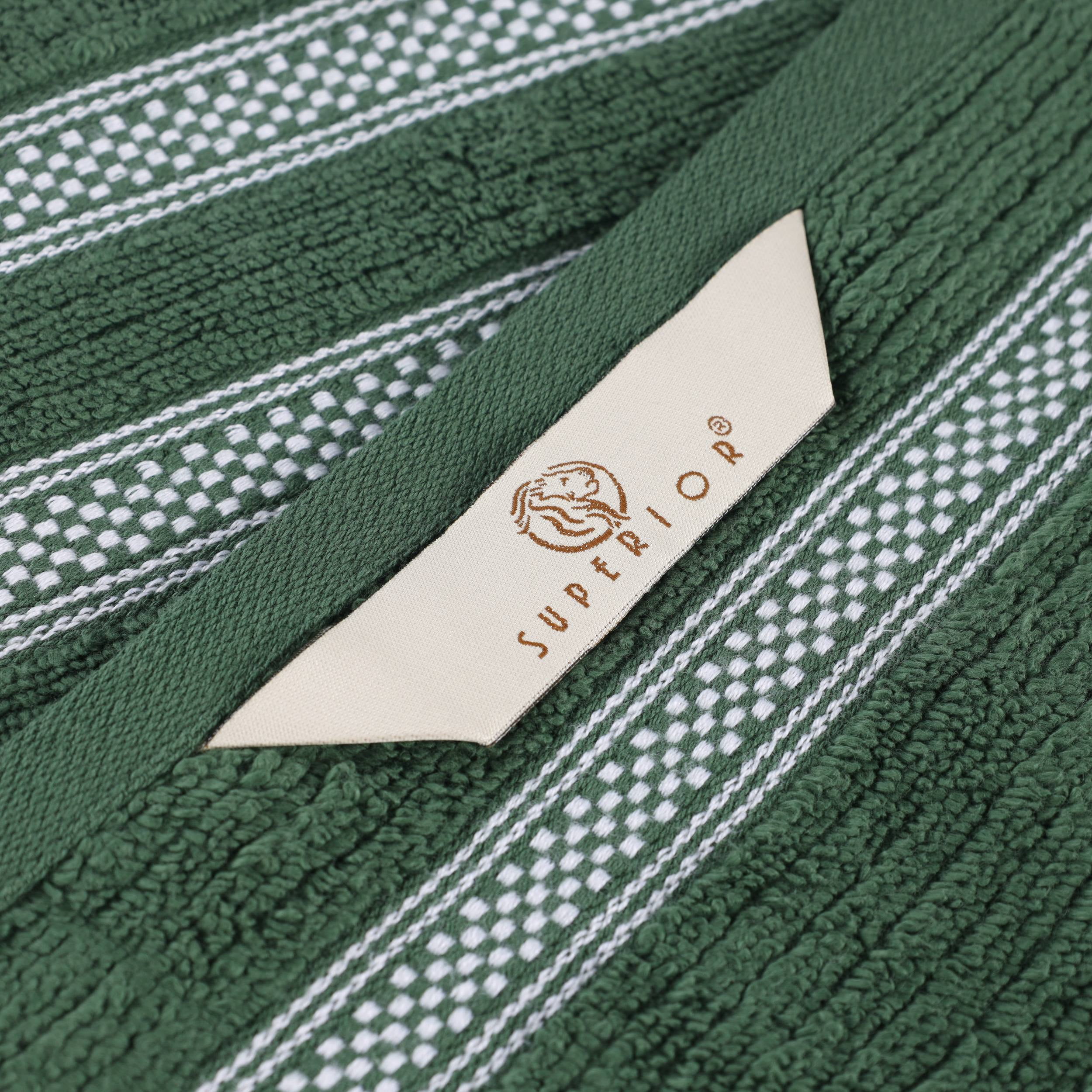 Superior Zero Twist Cotton Ribbed Geometric Hand Towel Set of 6, Ultra Soft Quick Dry, Forest Green