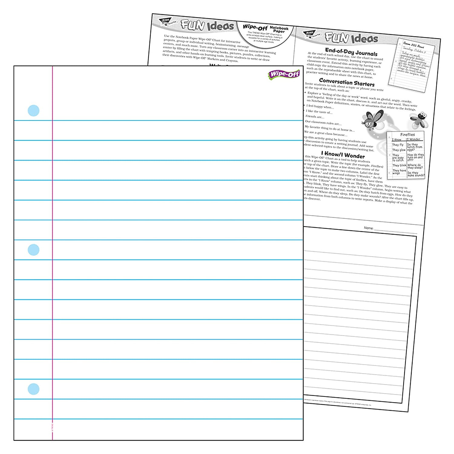 T-27308 - Notebook Paper Wipe-Off Chart, 17" x 22" by Trend Enterprises Inc.