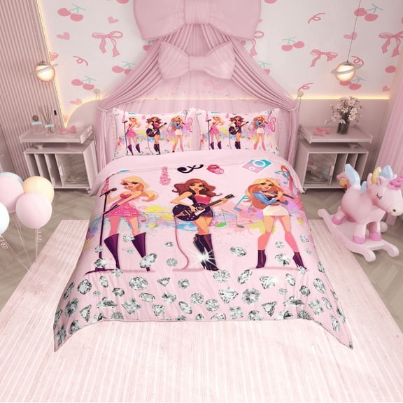 Erosebridal Music Guitar Comforter Cover Twin,Crystal Glitter Bedding Twin Size,Watercolor Splash Duvet Cover Twin,Microfiber Famale Bedroom Decor,Reversible,3pcs(No Comforter)