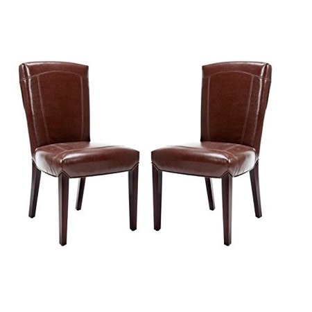 Contemporary Upholstered Bowery Brown Marbled Leather Side Chair (Set of 2)