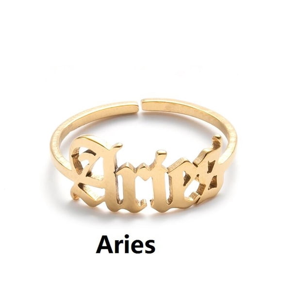 Anillos para mujer, regalos para mujer, aretes de acero inoxidable con apertura de doce letras inglesas