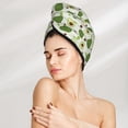 thumbnail image 2 of Yiaed Green Avocado Print Hair Cap with Button,Coral Fleece Hair Towel Wrap for Women Wet Hair,Quick Dry Turban for Wet Hair Long Thick Hair, 2 of 5