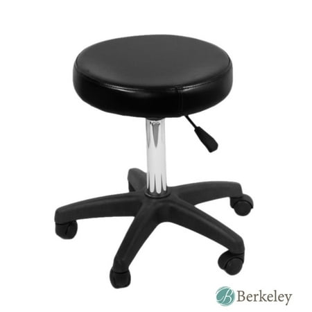 TERRELL Office Stool (Black) with Adjustable Height & Castors, Ideal for Office, Clinic, Tattoo Studio, Ultra Thick Cushion with Diameter 14.5”, Sturdy &