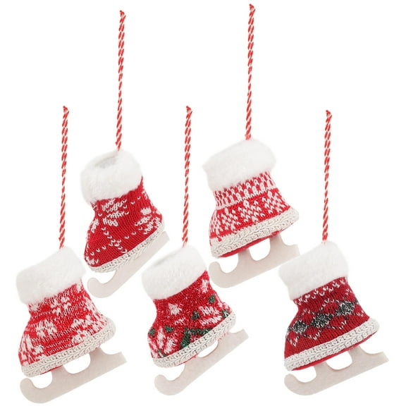 SOPOTUTU 5-Piece Multi-Color Ice Skate Christmas Ornament Set Holiday Pendants Decorations
