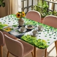 thumbnail image 3 of St. Patrick's Day Table Cloths for 4 Foot Rectangle Tables, Spring Cute Cat Beer Green Clovers Patio Waterproof Elastic Fitted Tablecloths, Washable Rectangular Table Cover for Camping, 3 of 8