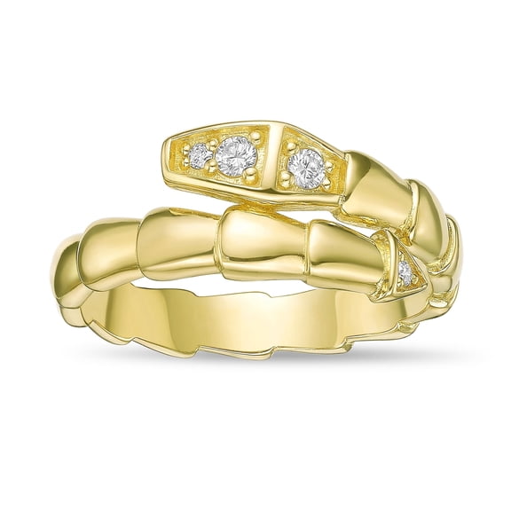 0.09 Carat Lab-Grown Diamond Snake Ring in 18K Yellow Gold Plating Jewelry Gift For Women - Size 7