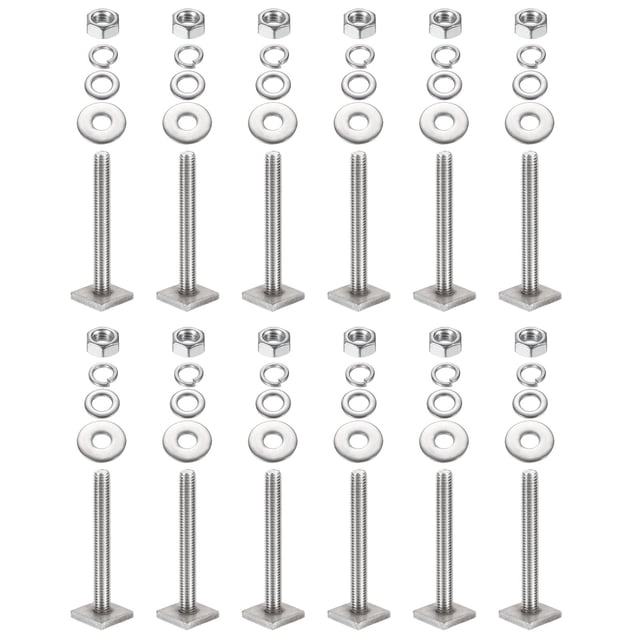 Unique Bargains T Slot Bolts M8 x 65mm Square Head T Bolts for Roof Rack 12 Set