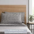 thumbnail image 4 of Mainstays Cotton Rich Extra Soft Jersey Bed Sheet Set, King, Grey Spacedyed, 4 Pieces, 4 of 8