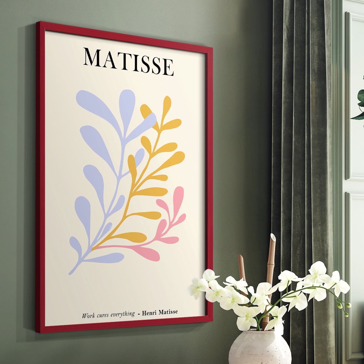 Matisse CDLXXXI in Red Solid Wood Framed Print No Nail Hanging