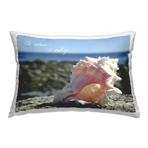 Stupell Industries Ocean Is Calling Shell Decorative Printed Throw Pillow Design by GraffiTee Studios