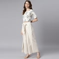 thumbnail image 4 of Janasya Indian Round Neck Half Sleeve Floral Print Cream Cotton Flex Crop Top With Palazzo For Women, 4 of 8