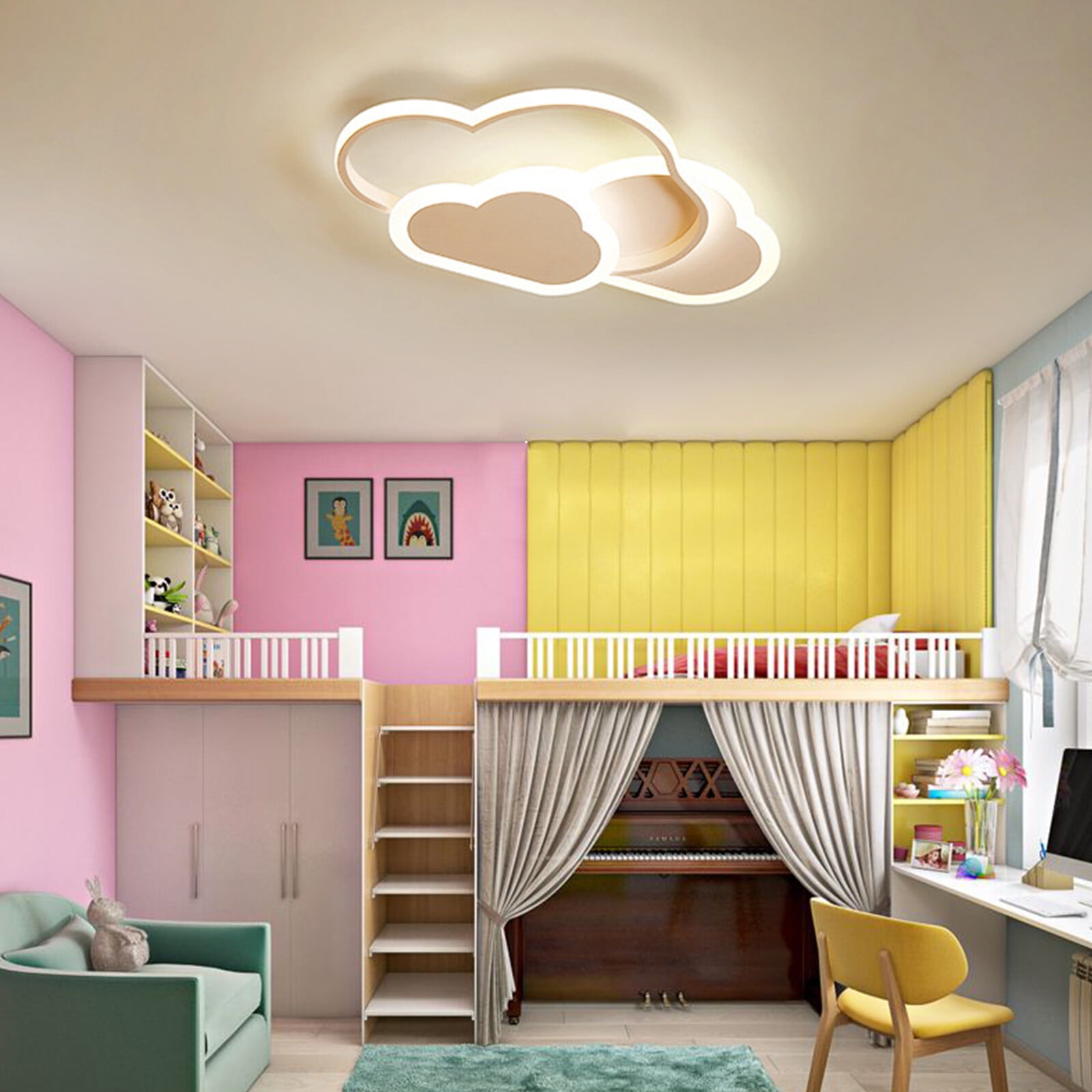 Dimmable LED Ceiling Light, 22" Modern Cloud Flush Mount Acrylic Ceiling Lamp, Ceiling Lighting Fixture
