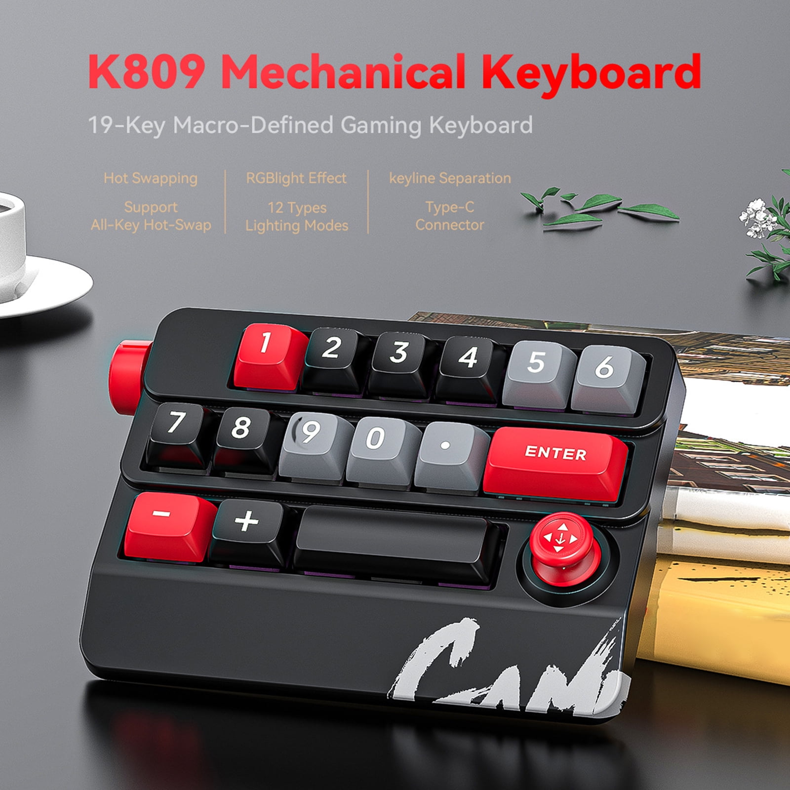 Mechanical Gaming Keyboard Customizable with Hot Swappable Switches Small Keypad