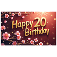 thumbnail image 3 of Pink Cherry Blossom Themed Happy 20 Birthday Banner Backdrop Background Party Decoration Supplies for Birthday Party Photography Props Celebrations, 3 of 8