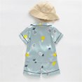 thumbnail image 4 of Odeerbi Toddler Boys Girls 2 Piece Pajamas Set Cartoon Satin Sleepwear Fashion Casual Short Sleeve Tops Turndown Neck Collar Botton Printed Shorts Sets Mint Green, 4 of 4