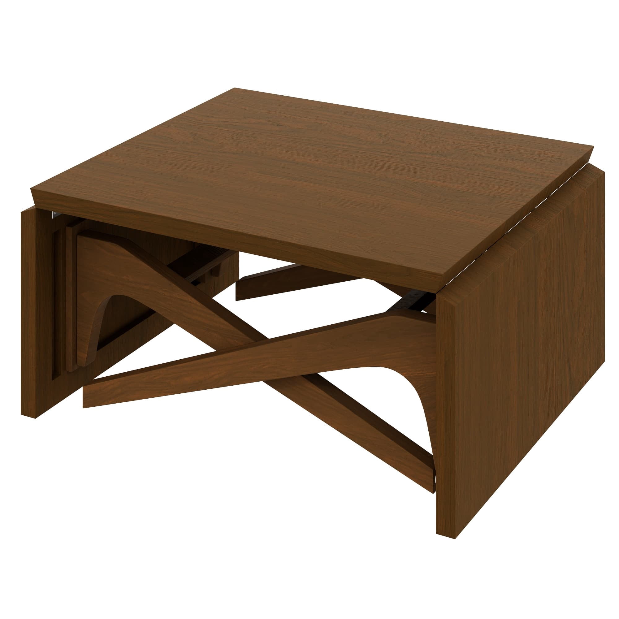 Aukfa 59.5" Rectangle Lift Top Expandable Dining Table,2-in-1 Convertible Solid Wood Dining Table,Walnut