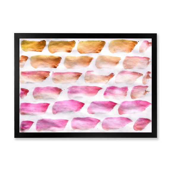 Designart 'Dark Yellow and Pink Abstracts Brushes' Modern Framed Art Print