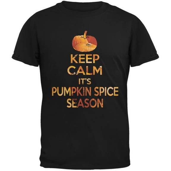 Keep Calm It's Pumpkin Spice Season Black Adult T-Shirt - Medium
