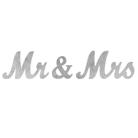 Fashionwu Mr and Mrs Signs Wedding Table Decorations Glitter Wooden Freestanding Letters for Photo Props, Wedding Decoration, Anniversary, Sliver