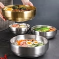 thumbnail image 3 of 304 Stainless Steel Double-Layer Cold Noodle Bowl – Anti-Scald Insulated Korean Style Salad & Soup Bowl – Large Gold/Silver Kitchen Tableware, 3 of 16