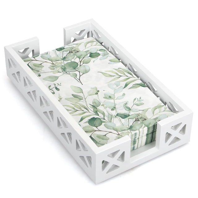 Bandeja portatoallas Renawe de madera blanca para baño