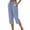 Blue, variant on Women's Striped Capris Pant Lightweight Elastic Waist Straight Leg Bermuda Shorts Side Split Beach Crop Pants