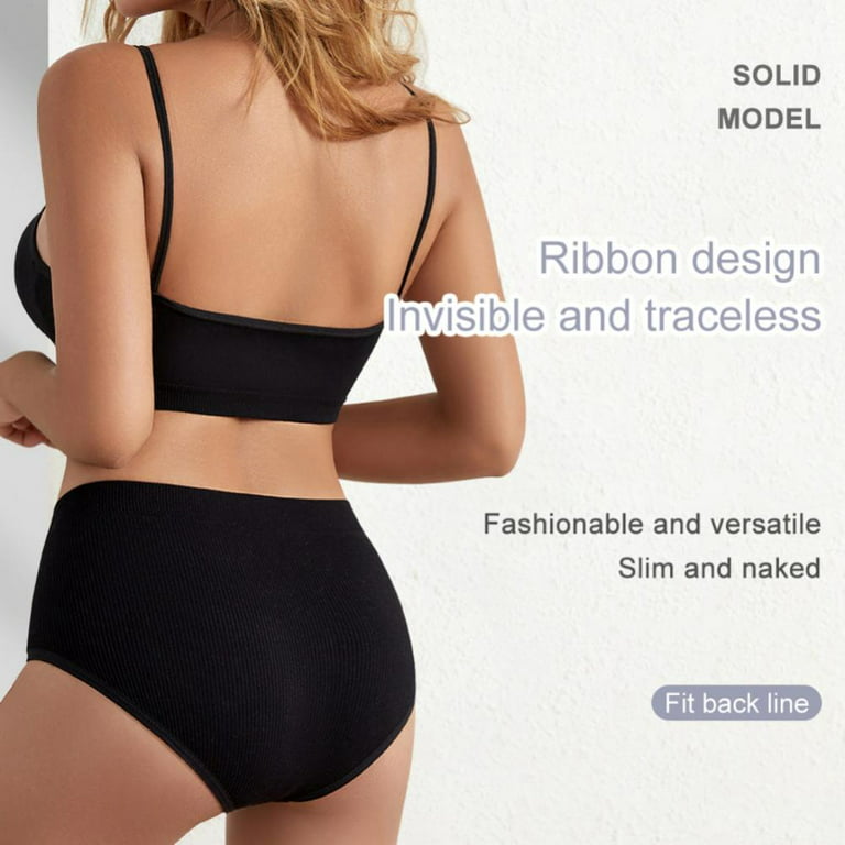 Women Seamless Bra Panties Underwear Set V-Neck Striped Seamless