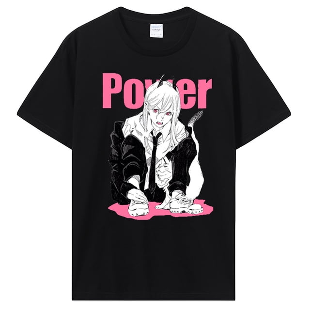 Camiseta de Anime Harajuku Manga Power Camisetas gráficas Camiseta de algodón a la moda para Hombre y mujer Ropa para Hombre Camisetas Ropa para Hombre