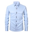 thumbnail image 4 of LMOIPLI Men's Formal Long Sleeve Dress Shirt Modern Slim Fit Wrinkle-Free Casual Business Button Up Shirts Sky Blue XXL, 4 of 5