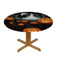 thumbnail image 3 of WYYP Mystical Horror Ghost Round Table Cloth Stars Pumpkins Polyester Tablecloth 50 inch Waterproof Tablecloth Dinning Table Cover for Indoor Outdoor Party Picnic White, 3 of 7