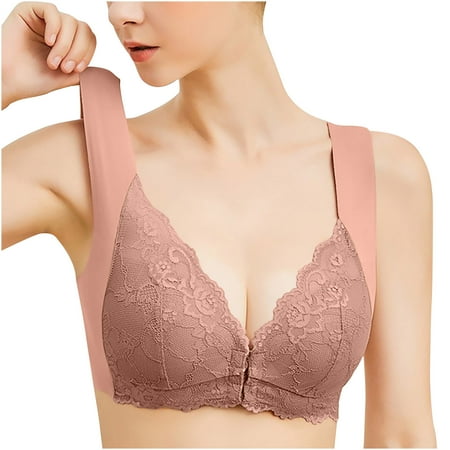 Fesfesfes Bras for Women Wireless Women Lace Patchwork Bra Wire Free Underwear One-Piece Bra Everyday Underwear