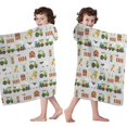 thumbnail image 4 of Cartoon Tractors Windmills Light Gray Pattern Hooded Bath Towel，60"x35" for Ages 3 To 12 Kids, Quick Dry Lightweight Soft Microfiber Hood Beach Towel Cover Up for Kids, 4 of 7
