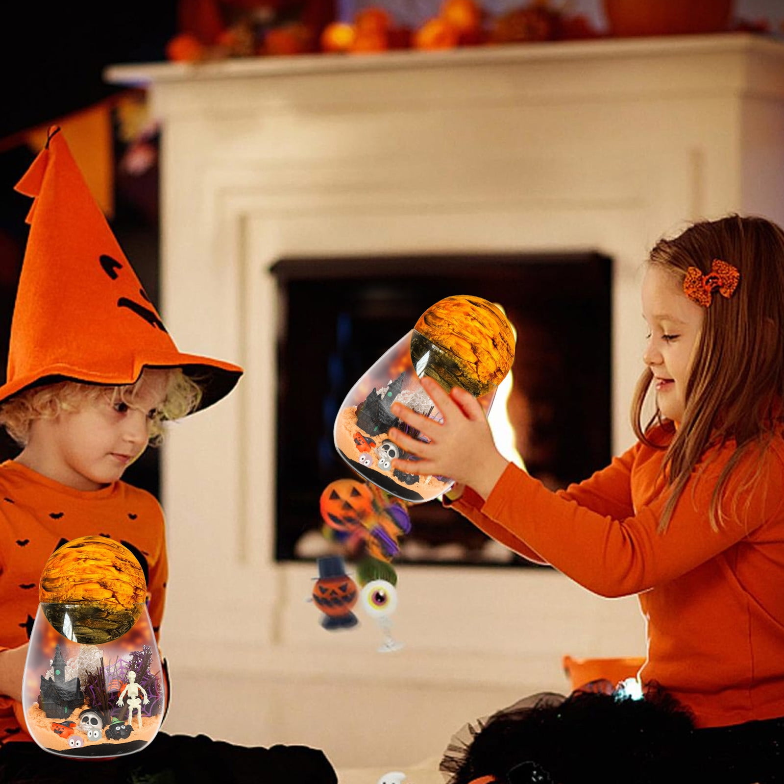 Halloween Light-Up Terrarium Kit for Kids - LED Night Light Birthday Gift for 4 5 6 7 8-12 Year Old - Halloween Toys DIY Arts and Crafts Kit for Kids - Best Presents