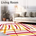thumbnail image 2 of ODIKA 5'x7' Machine Washable Non-Slip Area Rug, Gridiron Stripe Interlocking with Bold Iconic Motif Accents High Traffic Rug, Red, 670656, 2 of 7