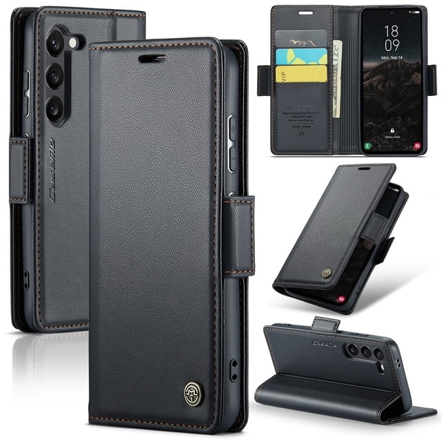 CaseMe Funda de Cuero para Samsung Galaxy S24 5G con Bloqueo RFID, para Samsung Galaxy S24 5G Funda para Mujer y Hombre, Tarjetero con Cierre Magnético, Funda Tipo Folio para Samsung Galaxy S24 5G