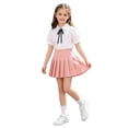 thumbnail image 2 of SOOMLON Uniform Outfit for Girls 2 Piece Skirt Set Lapel Button down Blouses Classy Pleated Skirt Campus Clothes Set, 2 of 6