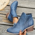 thumbnail image 2 of EKVAHL Ankle Booties for Women Cutout Casual Low Heeled Ankle Boots Comfortable Chunky Heel Dressy Booties Side Zipper Elegant Walking Short Boots, 2 of 5