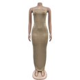 thumbnail image 4 of Vestido PORRCEY Hot Drilling Craft con hombros descubiertos, beige, XL, 4 of 6