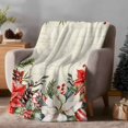 thumbnail image 2 of Christmas Floral Flannel Blanket for Bed,Travel and Camping, Red White Flowers Green Leaf Vintage Letter Super Soft Cozy Blanket for All Seasons 50"x80", 2 of 9