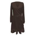 thumbnail image 3 of Vestido elegante de satén con cuello en V, cintura y escote pronunciado para mujer - Tejido lujoso, corte favorecedor, ocasiones formales - Tallas XS-XXL, diseño elegante con caída, 3 of 4