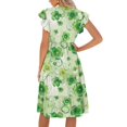thumbnail image 2 of Yuyamidu Women's Dress St Patricks Day Dress V-Neck Sleeveless A-Line Midi Dress Ruffle Sleeveless Tiered Flowy Dresses with Pockets Green Leaf, Size S, 2 of 8