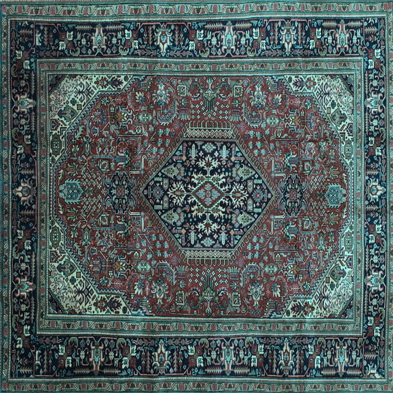 Ahgly Company Indoor Square Persian Light Blue Traditional Area Rugs, 3' Square