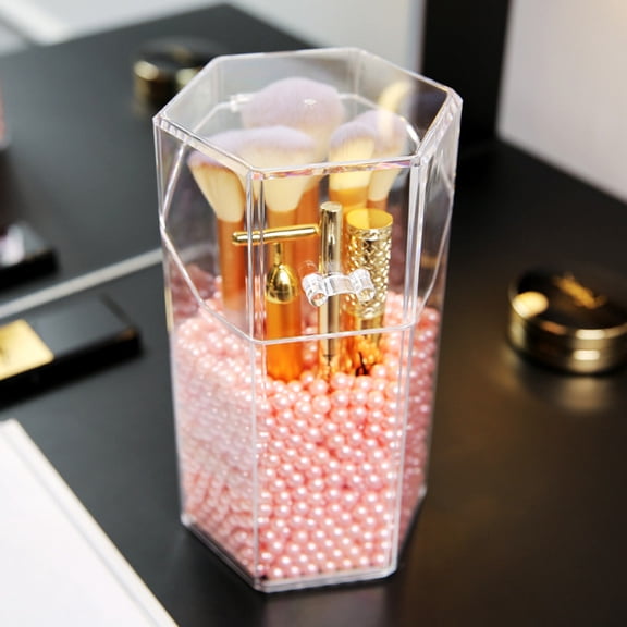 YOSADIER Clear Makeup Brush Organizer for Cosmetic Brush Storage with Portable, Space-Saving Design and Construction