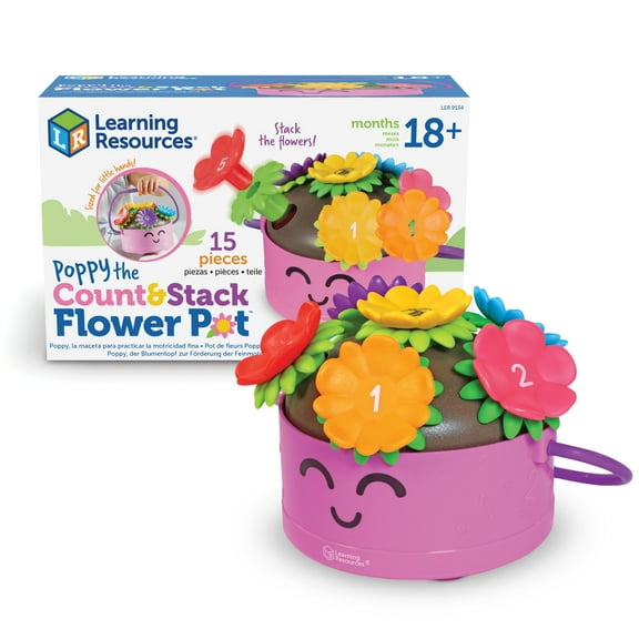 Learning Resources Poppy the Count & Stack Flower Pot -Toddler Learning Sorting, Ages 18